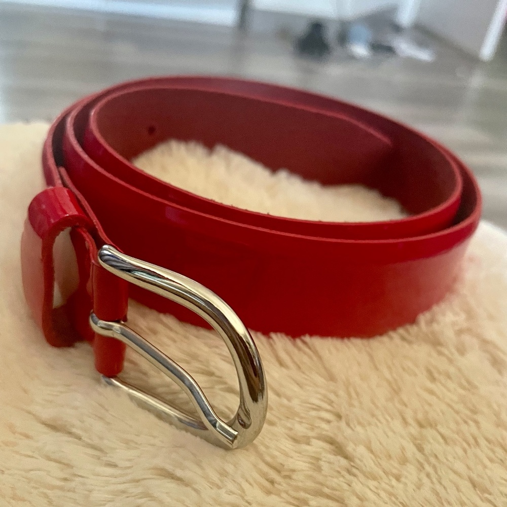 SF real leather classic red belt